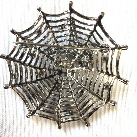 Red Jeweled Spider on Web Brooch Pin  NWOT - Picture 6 of 6